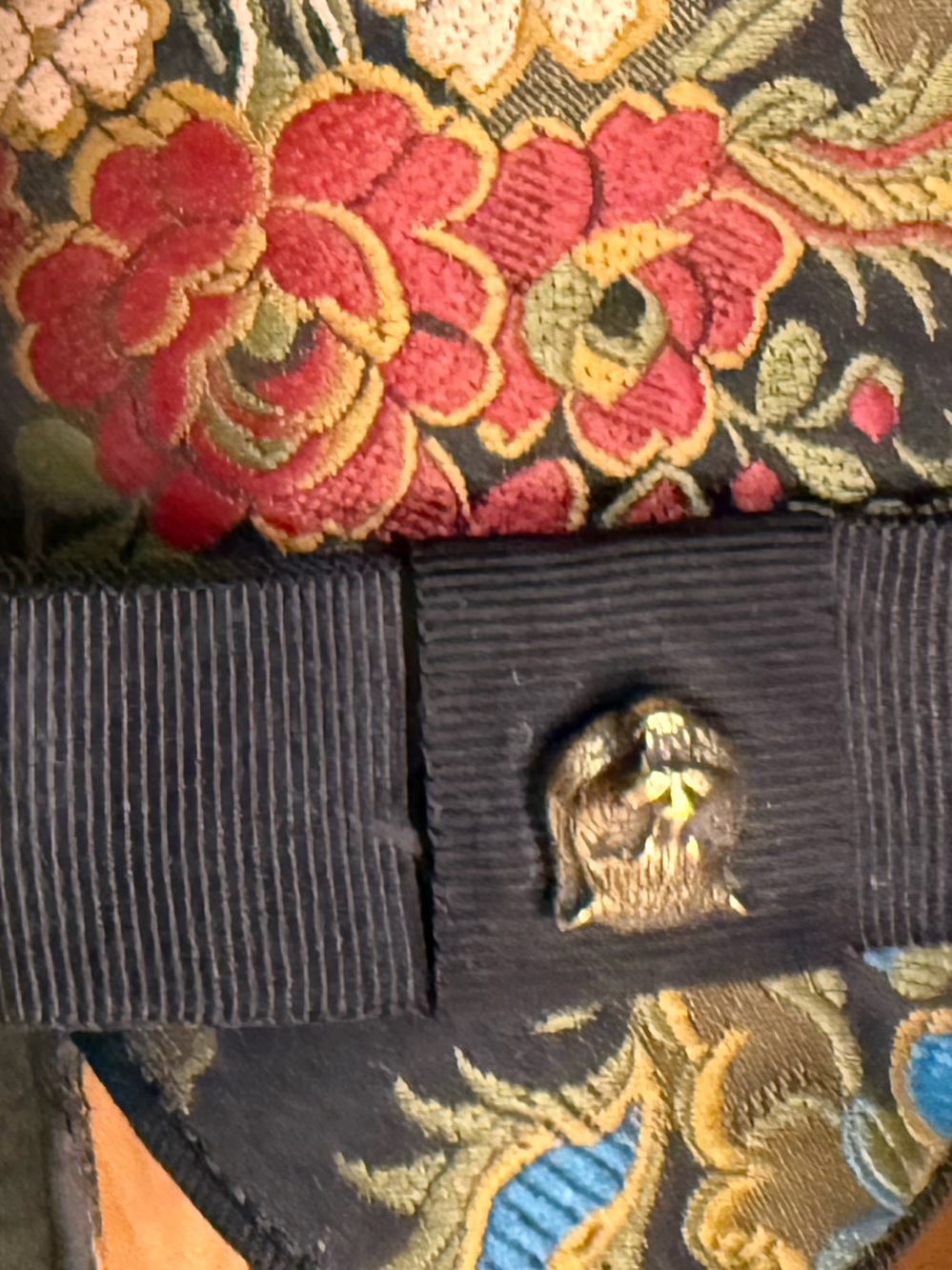 Gucci Floral Brocade Ribbon Loafers in Black, Gold, Blue & Red - Picture 8 of 14